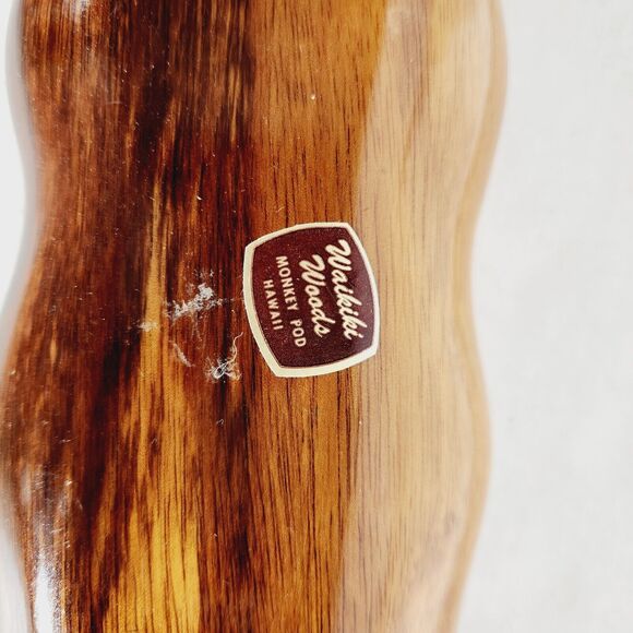 Monkey Pod Hawaiian Wood Lot of 2 Divided Serving Dish Flower Bowl Hand Carved - Picture 4 of 11